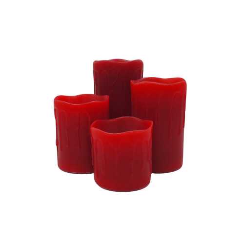 Lot de 4 bougies led en cire rouge télécommandées