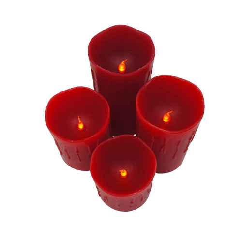 Lot de 4 bougies led en cire rouge télécommandées