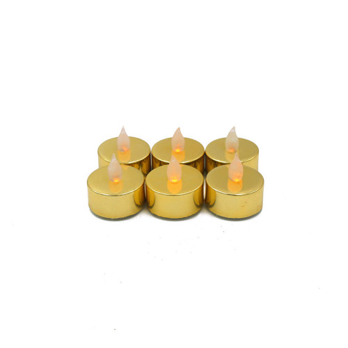 Lot de 6 bougies Led chauffe-plat brillantes or