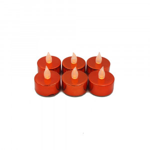 Lot de 6 bougies Led chauffe-plats brillantes rouges