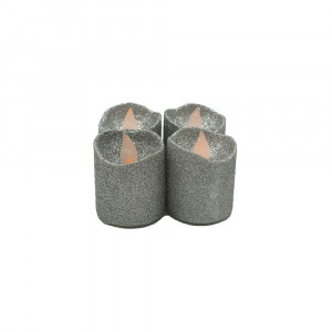 Lot de 4 bougies Led votives paillette argent