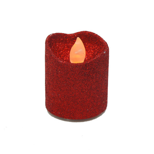Lot de 4 bougies Led votives paillette rouge