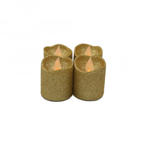 Lot de 4 bougies Led votives paillette or