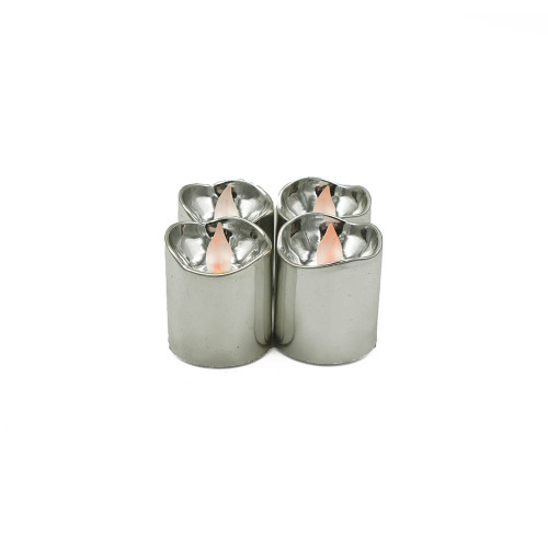 Lot de 4 bougies Led brillantes argent