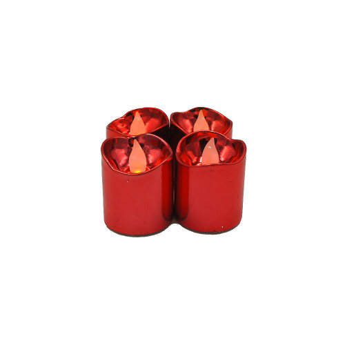 Lot de 4 bougies Led brillantes rouges