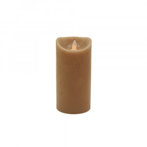 Bougie grège en cire à led flamme vacillante, hauteur 18 cm