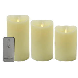 Pack 3 Bougies Led flamme vacillante en cire 12.5 - 15 - 18cm