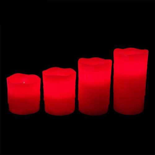 Lot de 4 bougies led en cire rouge télécommandées